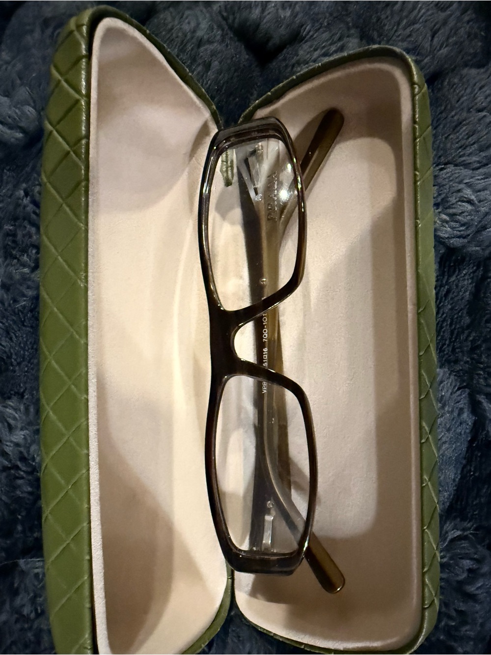 Prada Dark Brown Rectangular Menβs Glasses with Olive Case
